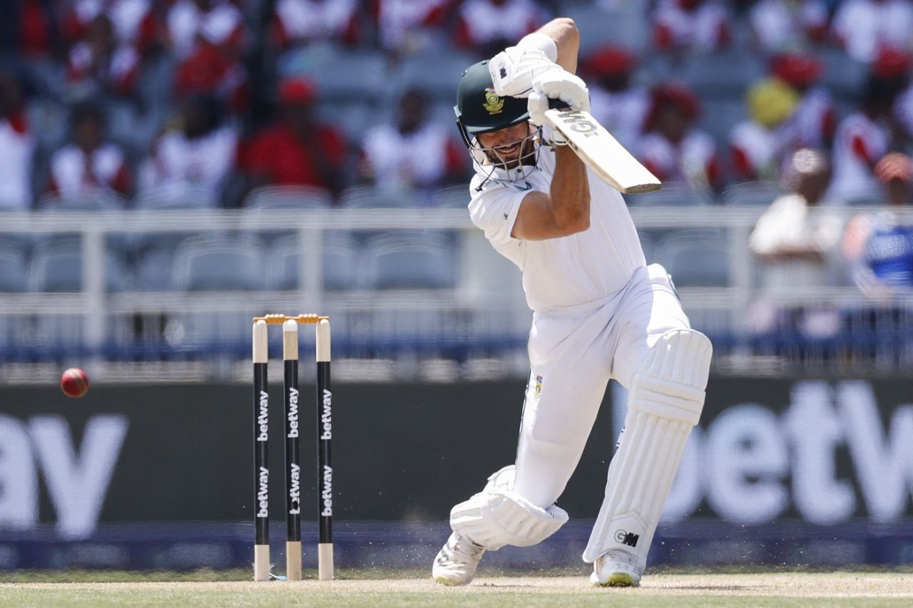 Aiden Markram brings out the cover drive, South Africa vs West Indies, 2nd Test, Johannesburg, 1st day, March 8, 2023