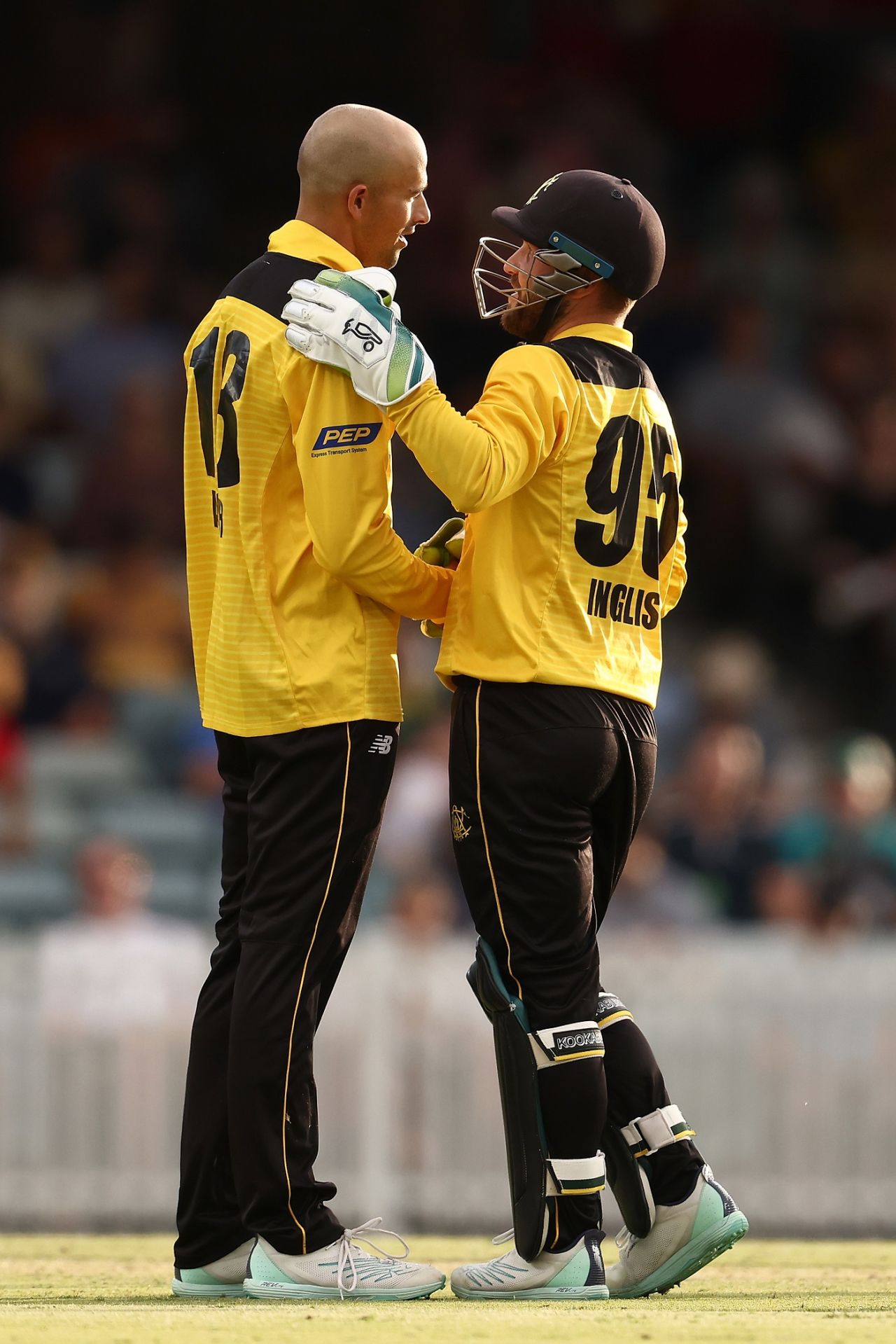 Ashton Agar and Josh Inglis chat, Western Australia vs South Australia, Marsh Cup, Final, WACA Ground, March 8, 2023