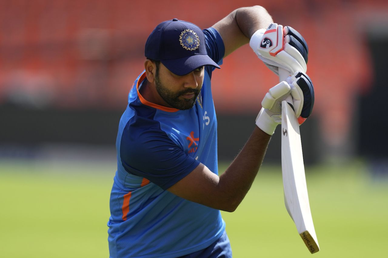 Rohit Sharma keeps his eyes on the ball while batting, Ahmedabad, March 8, 2023