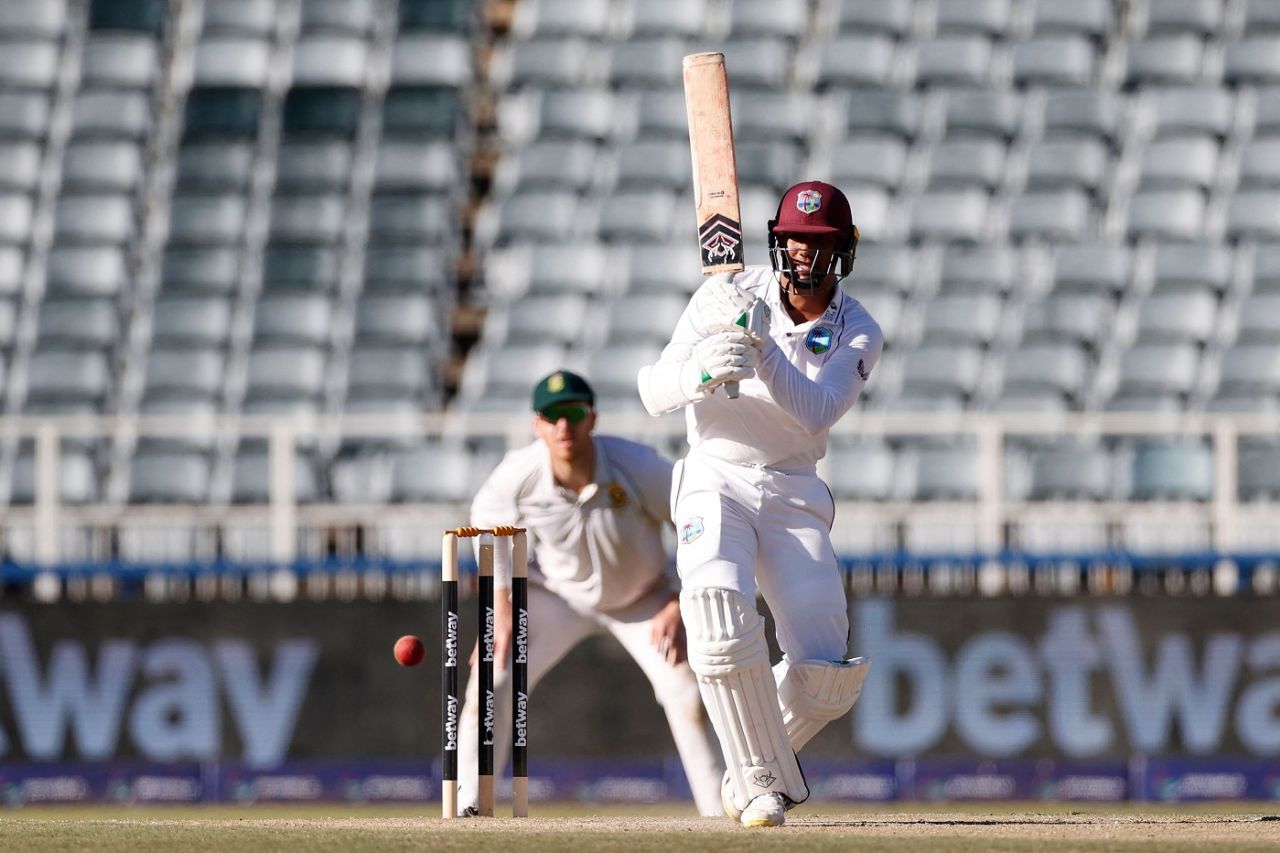 Gudakesh Motie made 17 in a 58-run stand for the last wicket with Jason Holder, South Africa vs West Indies, 2nd Test, Johannesburg, 2nd day, March 9, 2023