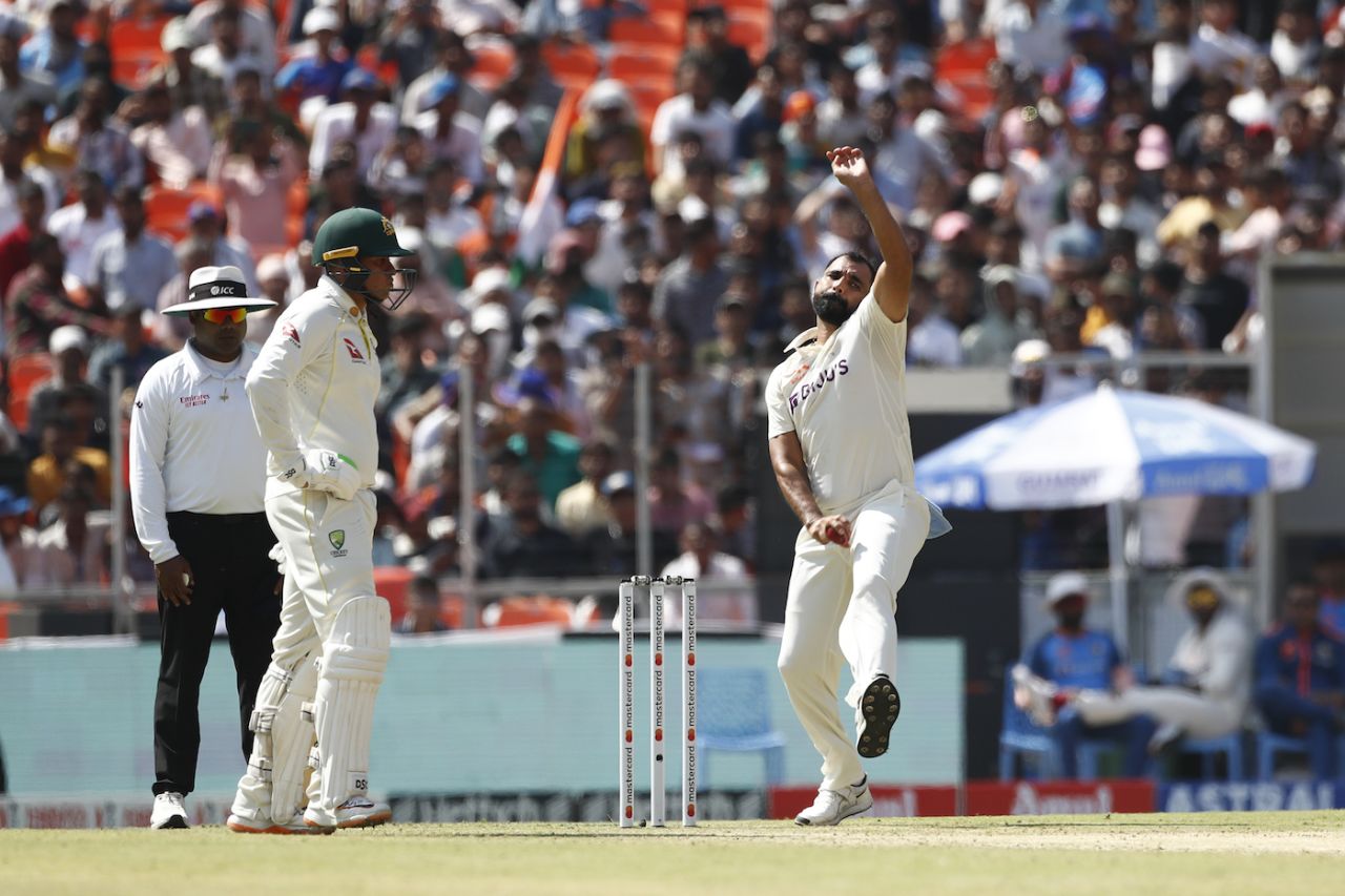 Usman Khawaja looks on as Mohammed Shami bowls, India vs Australia, 4th Test, Ahmedabad, 1st day, March 9, 2023