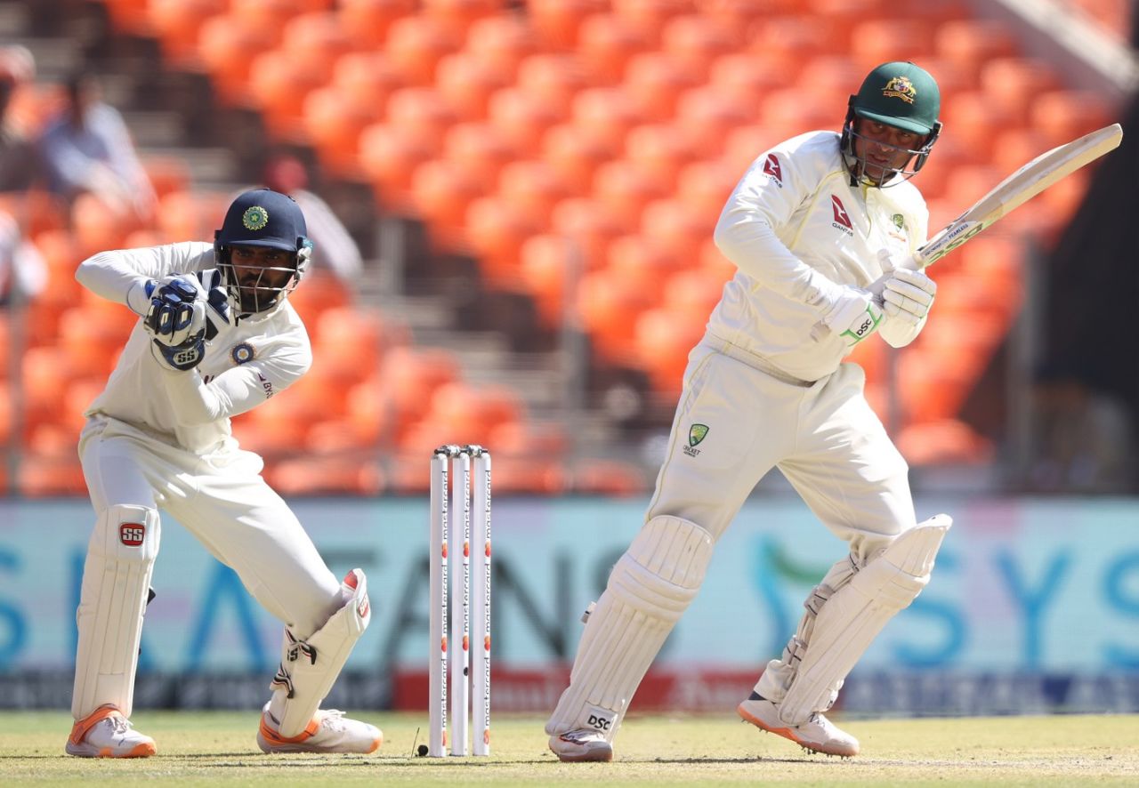 Usman Khawaja works it neatly square, India vs Australia, 4th Test, Ahmedabad, 2nd day, March 10, 2023