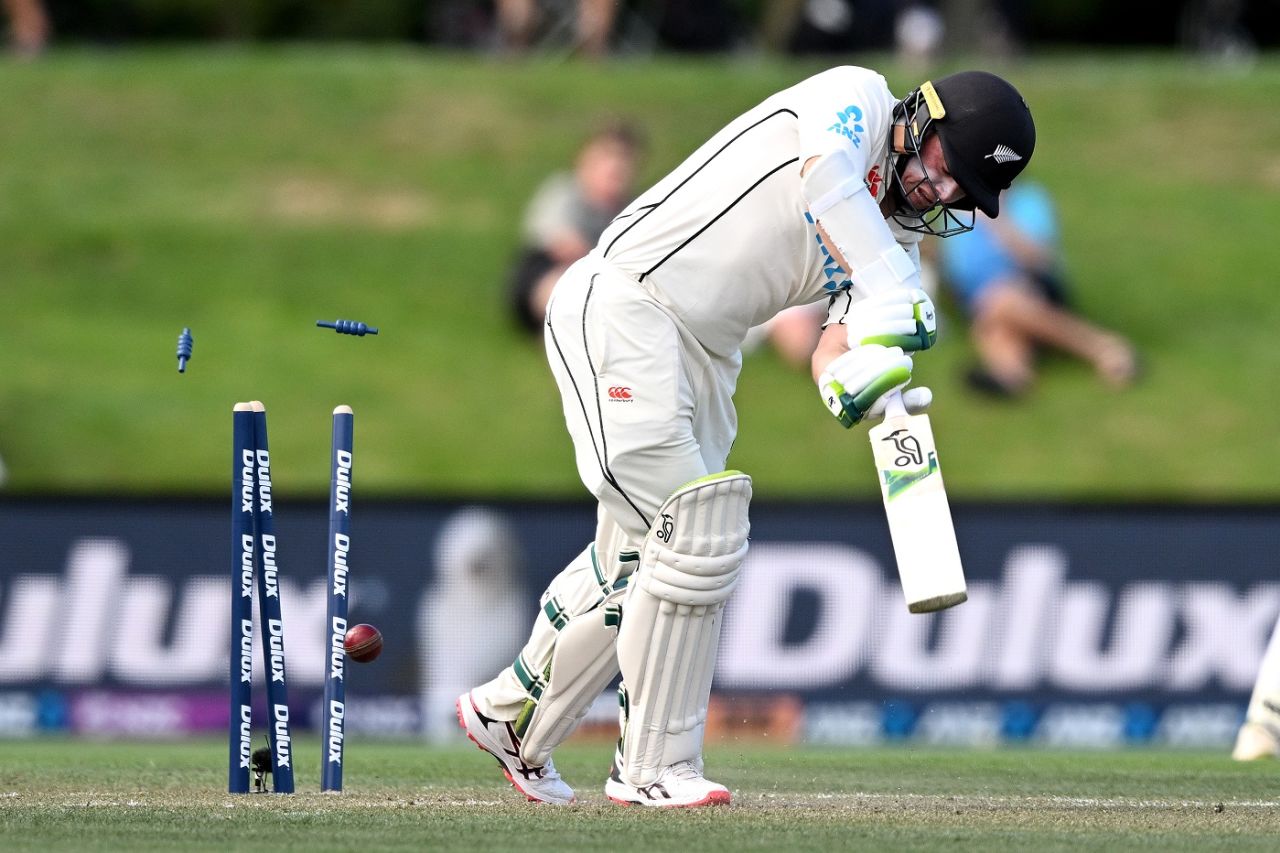 Tom Latham was bowled by Asitha Fernando, New Zealand vs Sri Lanka, 1st Test, Christchurch, 2nd day, March 10, 2023