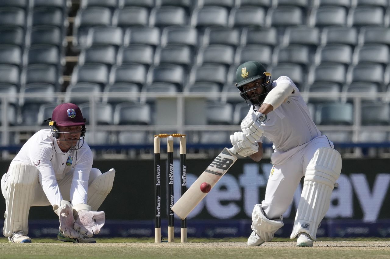 Temba Bavuma drills a drive, South Africa vs West Indies, 2nd Test, Johannesburg, 3rd day, March 10, 2023