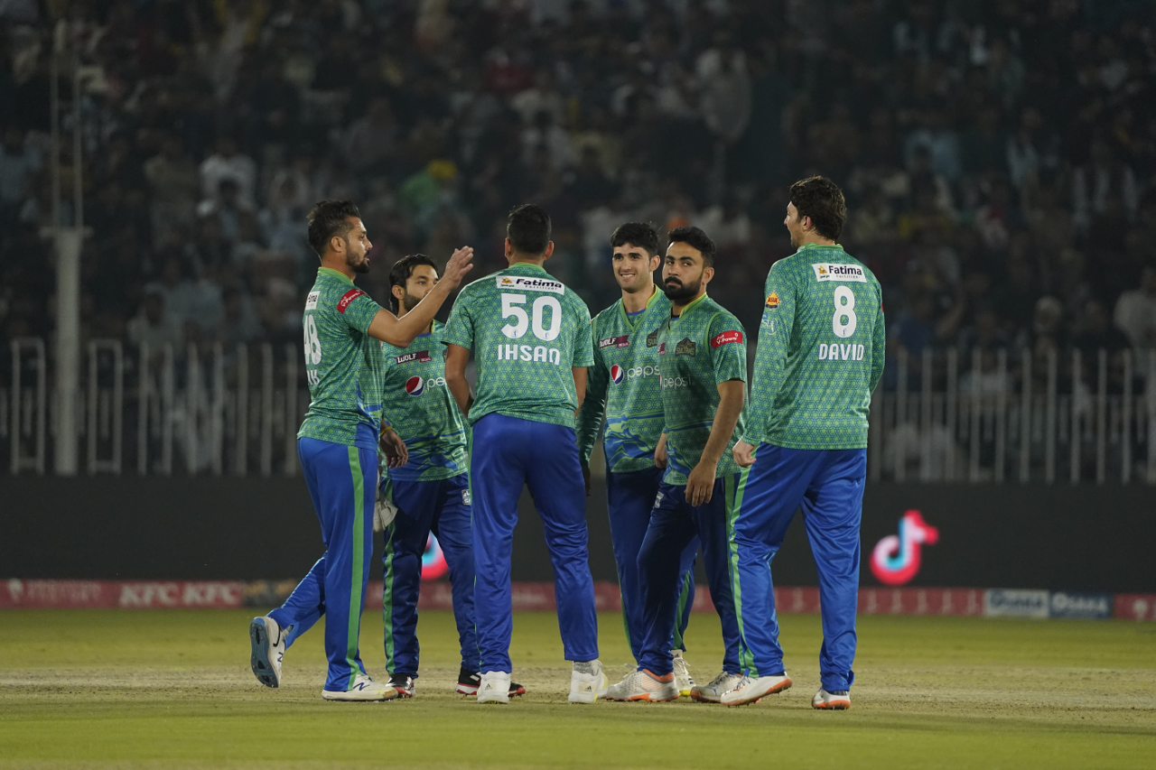 Multan Sultans celebrate the wicket of Martin Guptill, Quetta Gladiators vs Multan Sultans, PSL, Rawalpindi, March 11, 2023