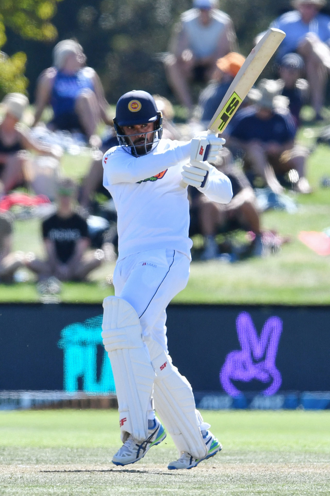 Dhananjaya de Silva plays the pull shot, New Zealand vs Sri Lanka, 1st Test, Christchurch, 4th day, March 12, 2023