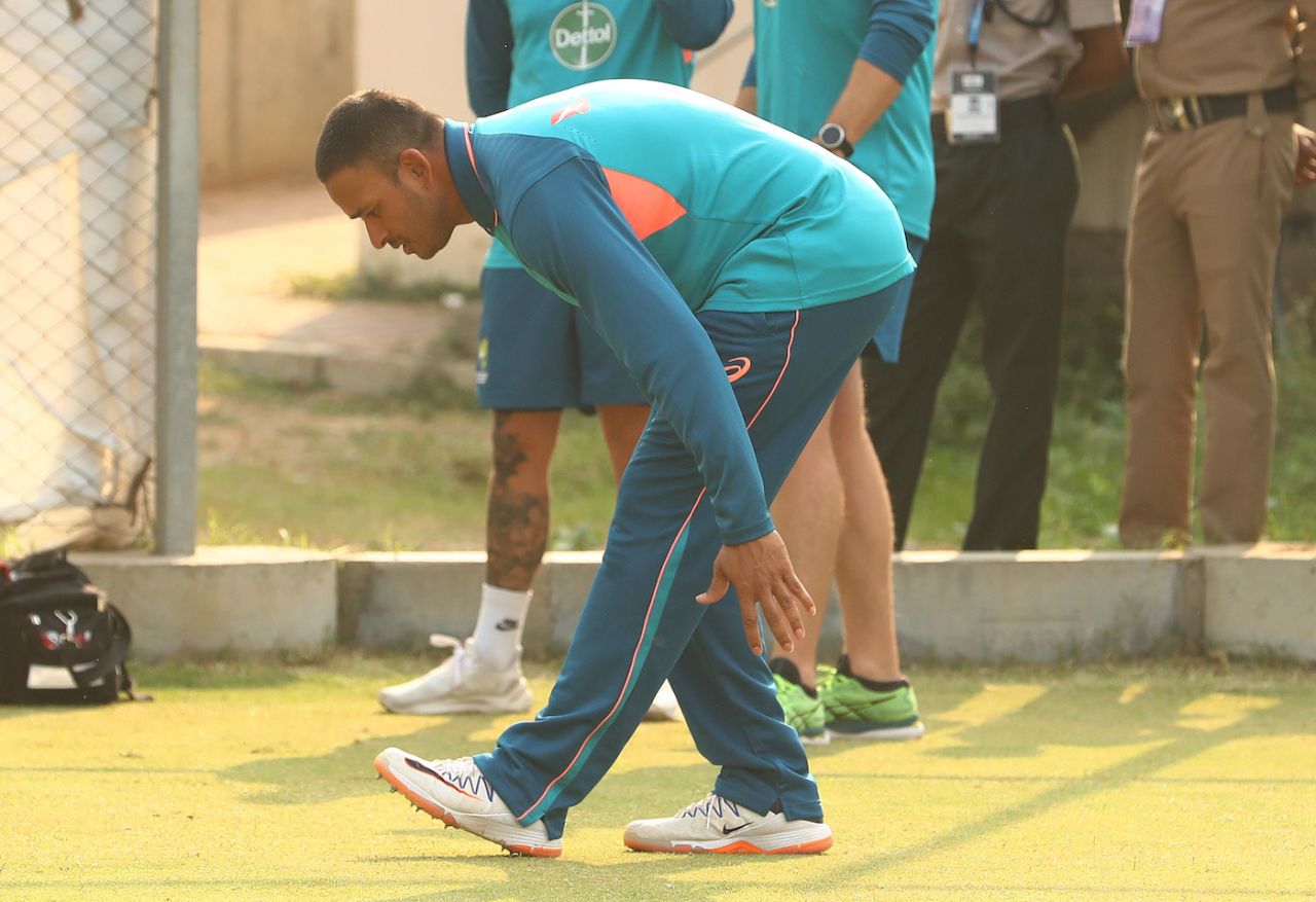 Usman Khawaja undergoes a fitness test on the fifth morning, India vs Australia, 4th Test, Ahmedabad, 5th day, March 13, 2023