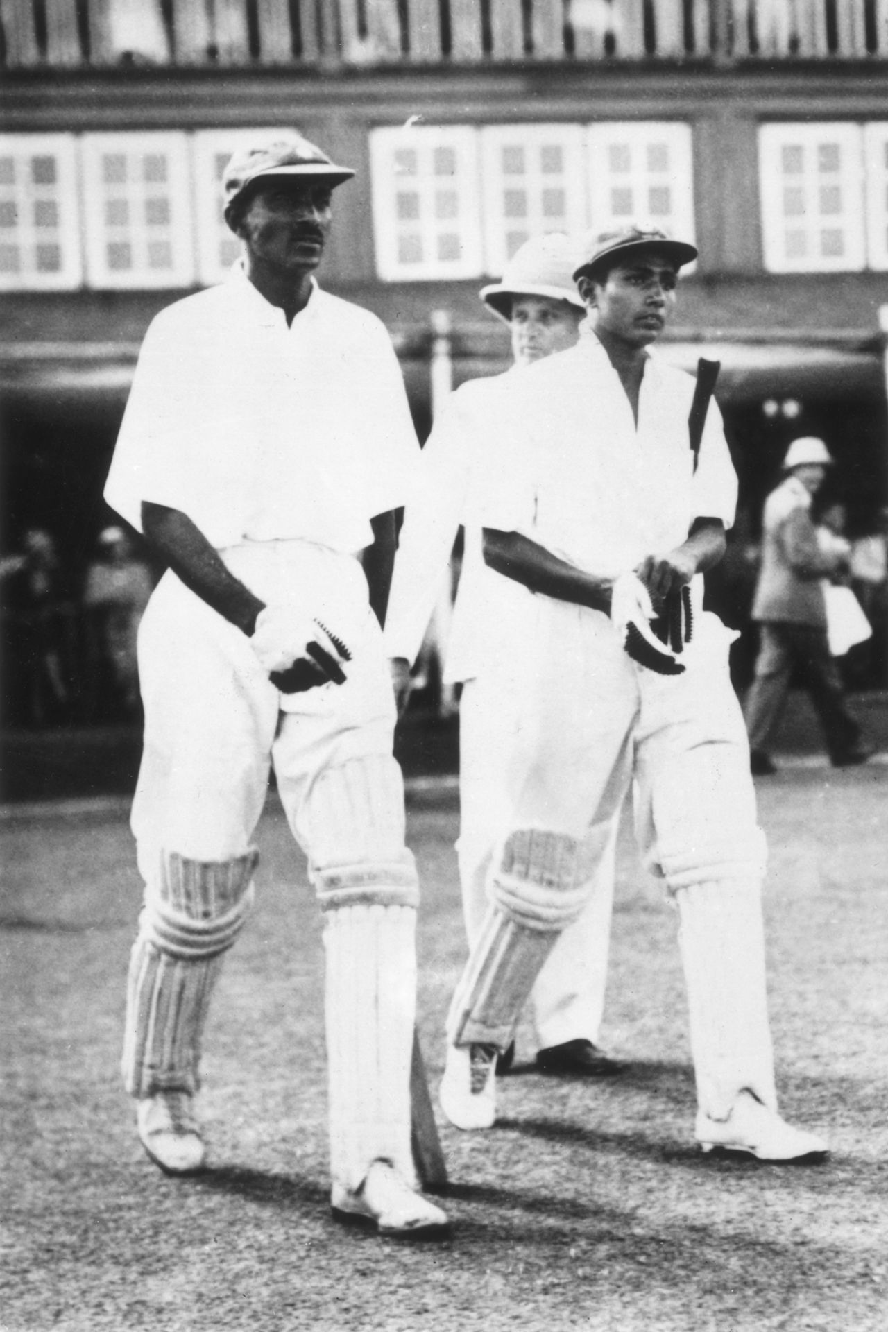 CK Nayudu and Lala Amarnath walk out to bat in India's first home Test, first day, first Test, India vs England, Bombay Gymkhana Ground, Mumbai, December 18, 1933