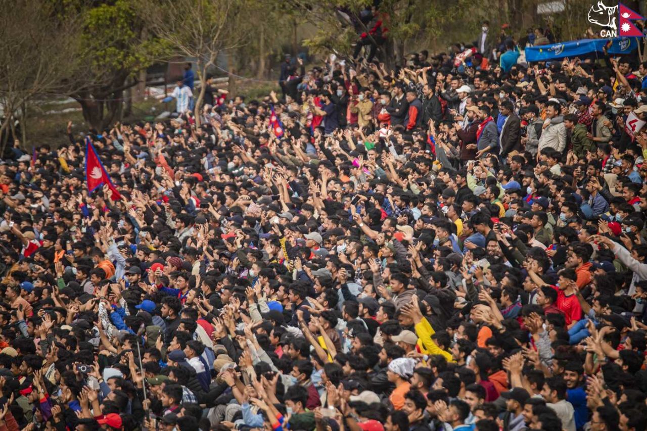 Nepal fans packed the stadium in Kirtipur, Nepal vs UAE, ICC Cricket World Cup League 2, Kirtipur, March 16, 2023