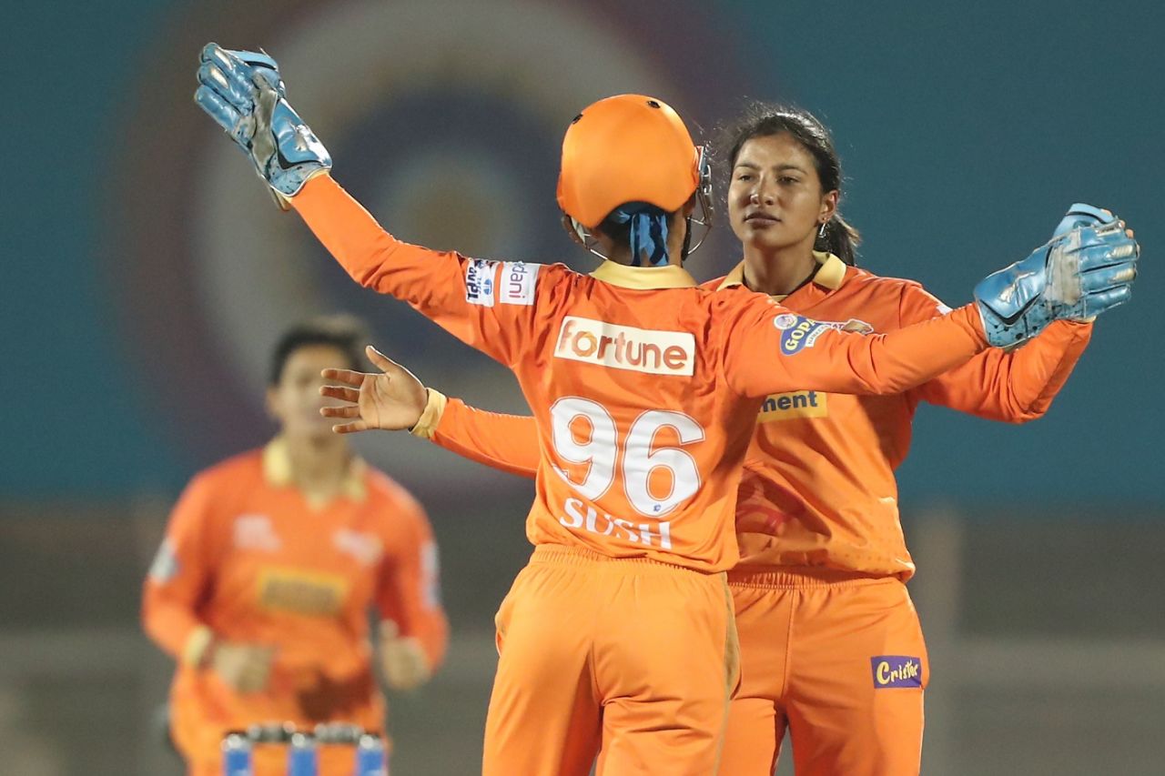 Sneh Rana was pumped after trapping Meg Lanning lbw, Delhi Capitals vs Gujarat Giants, WPL 2023, Brabourne Stadium, Mumbai, March 16, 2023