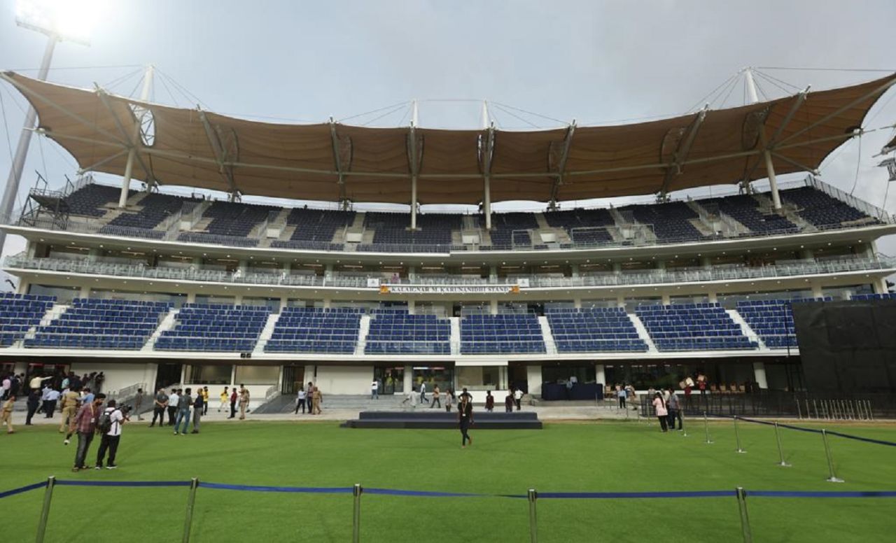 The newly constructed stand at Chepauk, Chennai, March 17, 2023