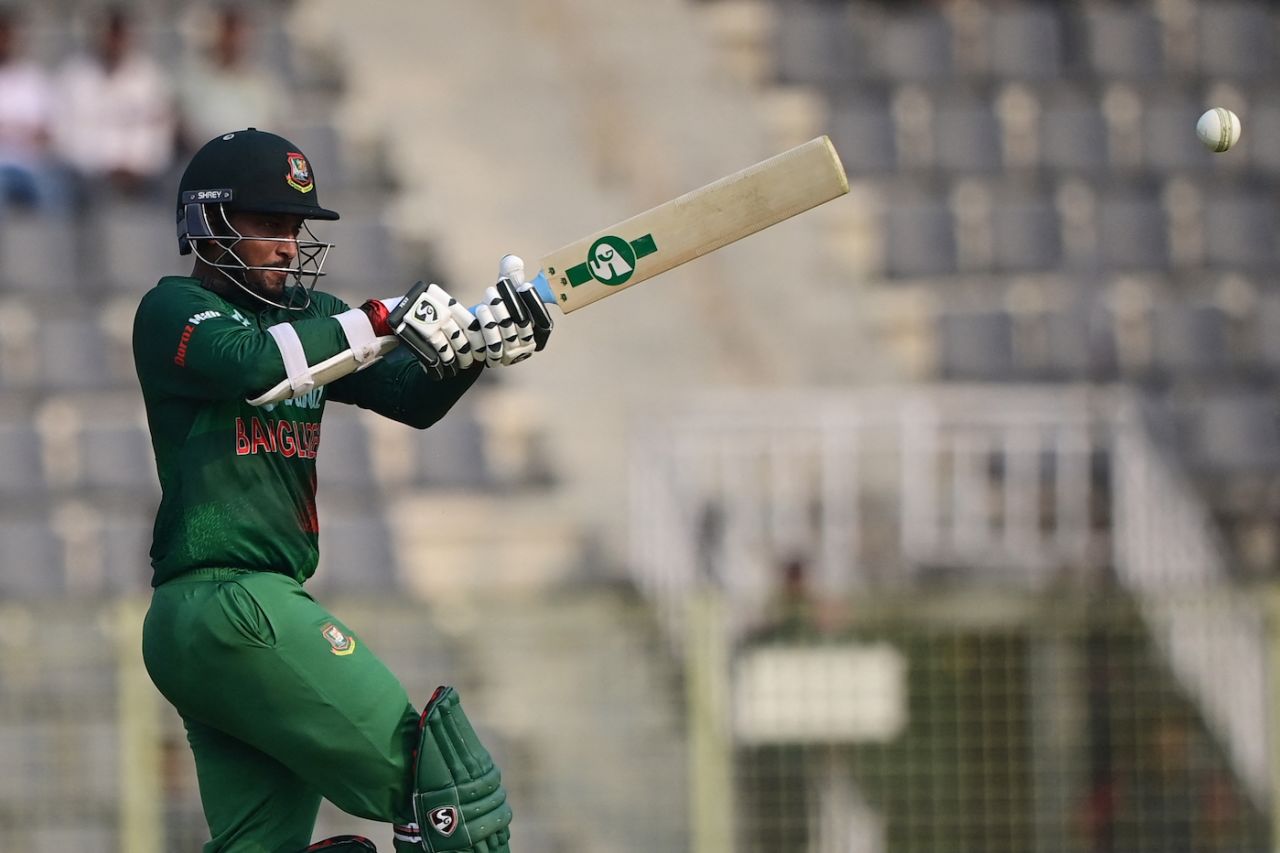 He didn't always get it right, but Shakib Al Hasan did try to bring some aggression to his innings, Bangladesh vs Ireland, 1st ODI, Sylhet, March 18, 2023