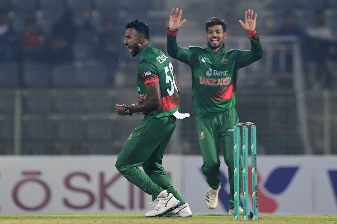 Ebadot Hossain celebrates jubilantly, Bangladesh vs Ireland, 1st ODI, Sylhet, March 18, 2023