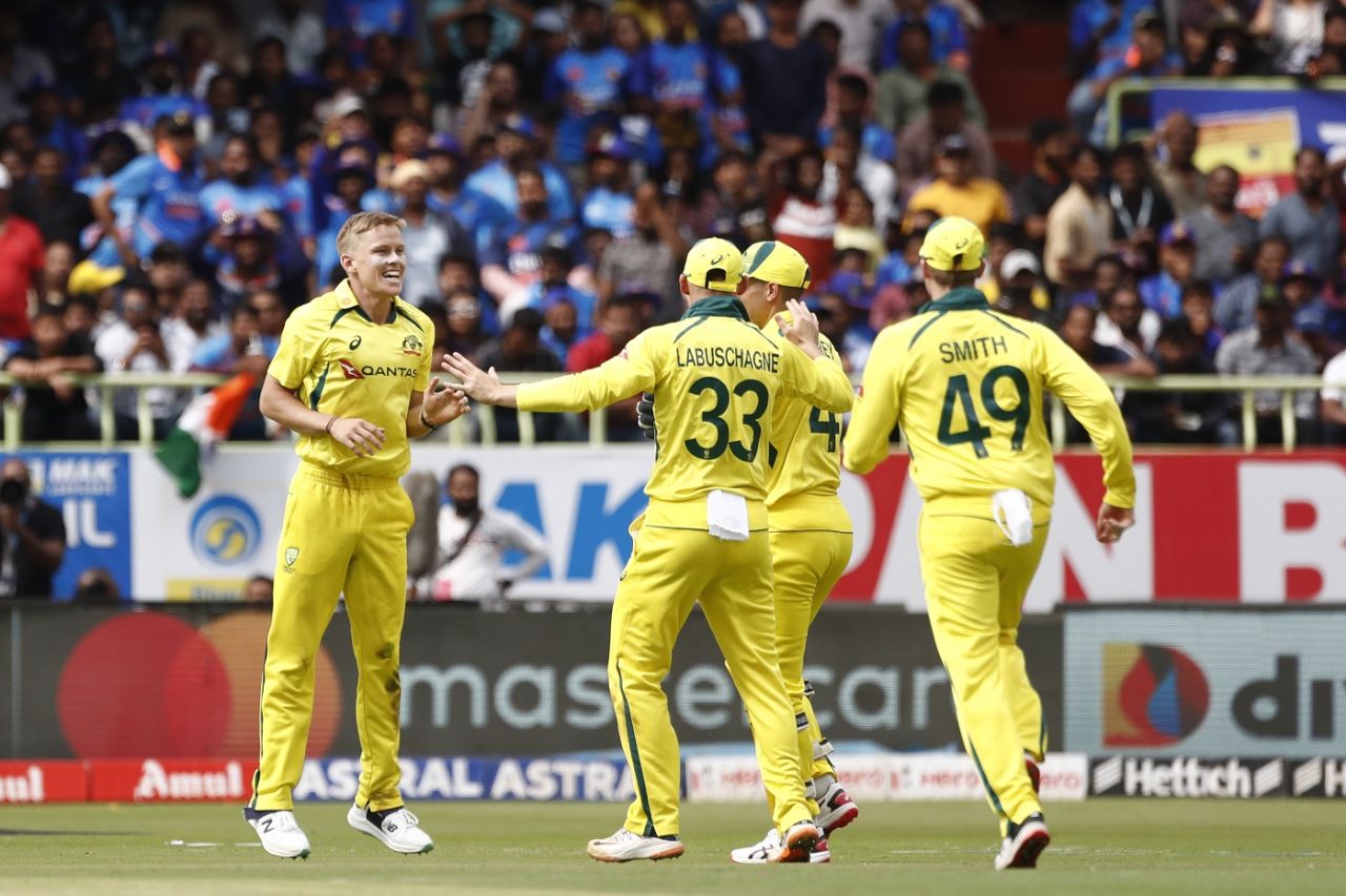 Nathan Ellis was delighted after dismissing Virat Kohli, India vs Australia, 2nd ODI, Visakhapatnam, March 19, 2023