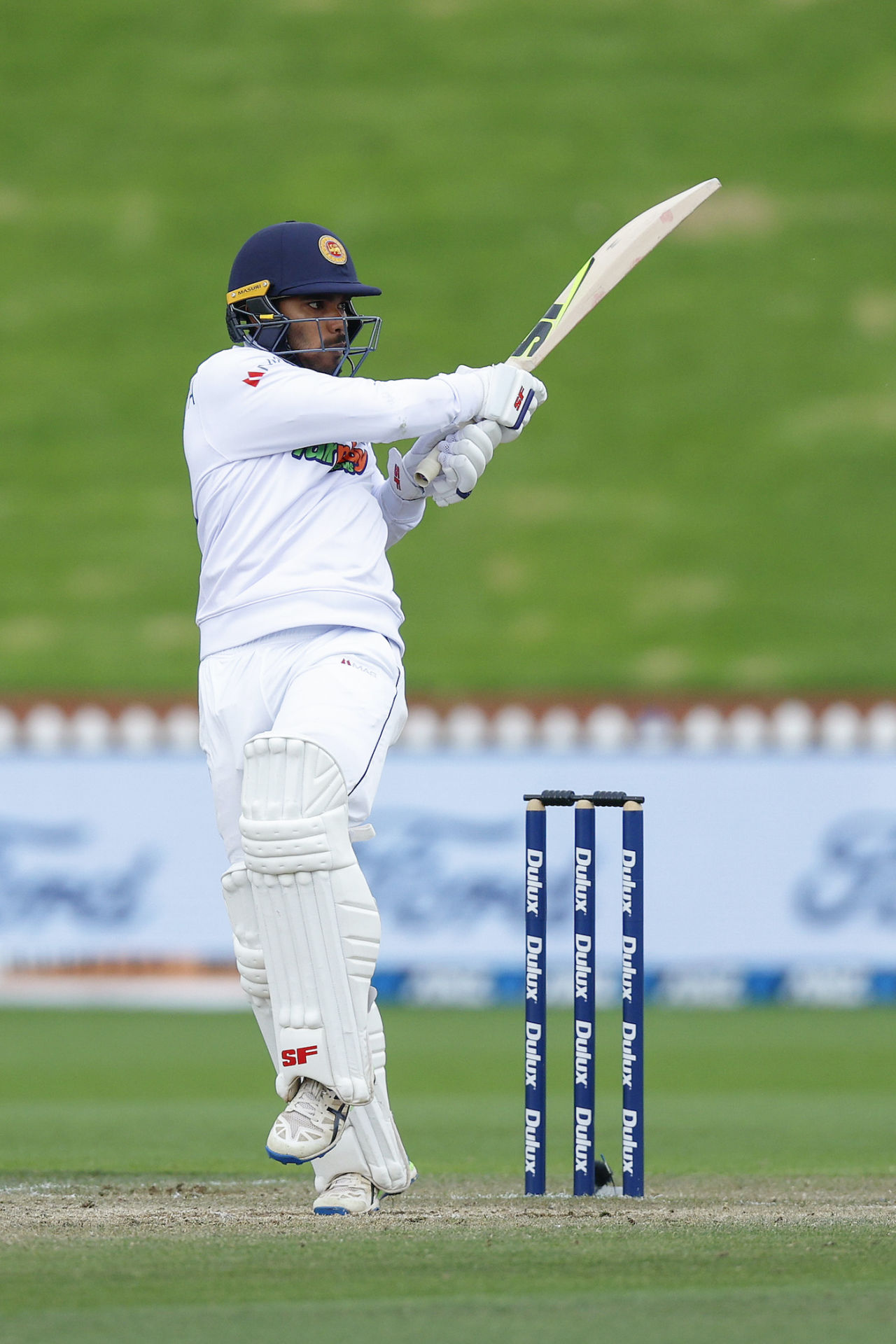 Dhananjaya de Silva plays the pull shot, New Zealand vs Sri Lanka, 2nd Test, 4th day, Wellington, March 20, 2023