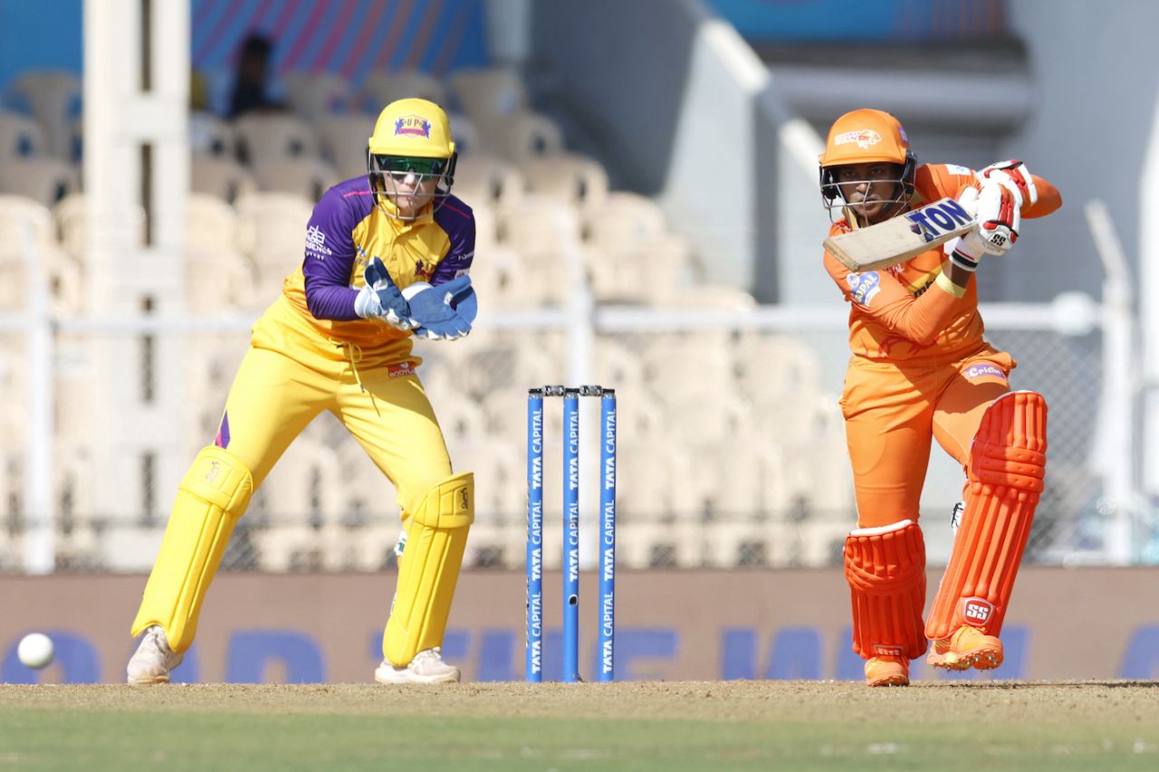 D Hemalatha steadied the Giants innings after a rush of wickets, Gujarat Giants vs UP Warriorz, WPL 2023, Mumbai, March 20, 2023