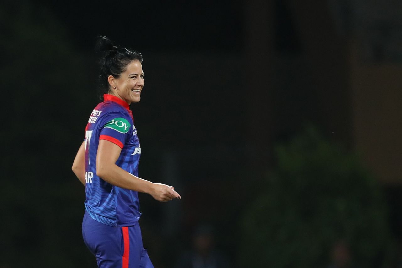 Marizanne Kapp is all smiles after dismissing Yastika Bhatia, Mumbai Indians vs Delhi Capitals, WPL 2023, Navi Mumbai, March 20, 2023