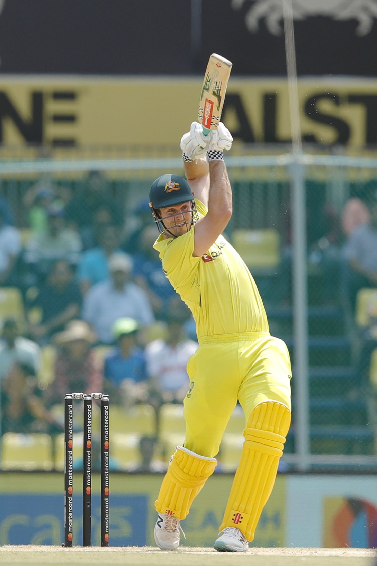 Mitchell Marsh drives over cover, India vs Australia, 3rd ODI, Chennai, March 22, 2023