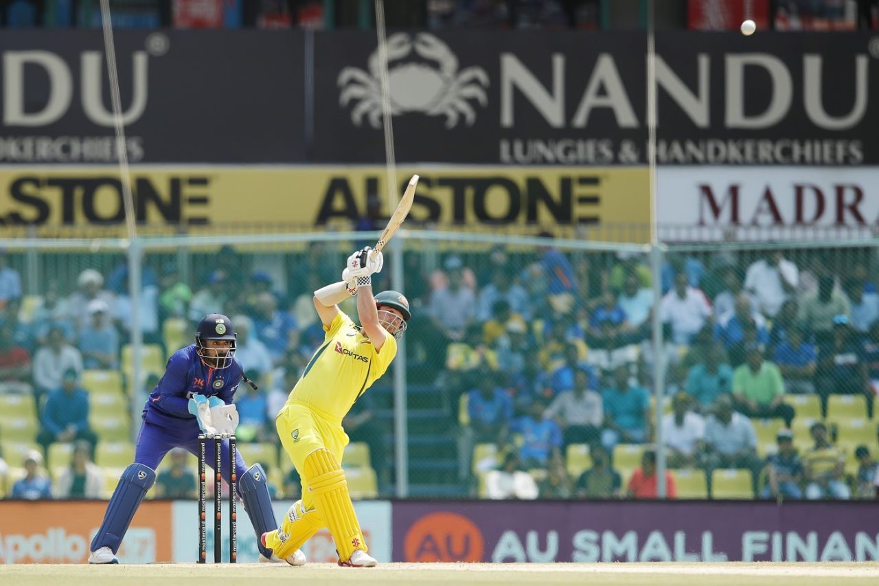 Travis Head launches one down the ground, India vs Australia, 3rd ODI, Chennai, March 22, 2023