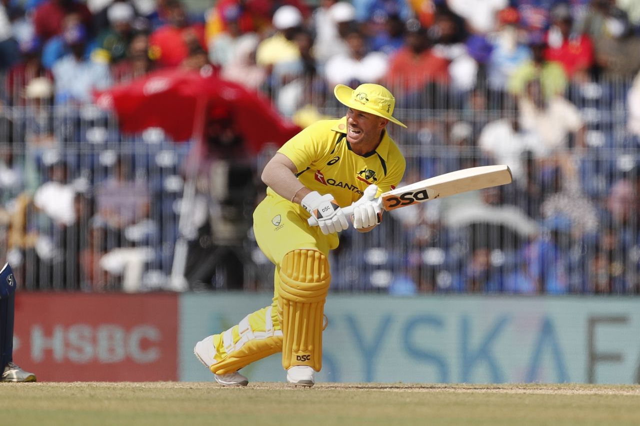 David Warner clips it through the leg-side, India vs Australia, 3rd ODI, Chennai, March 22, 2023