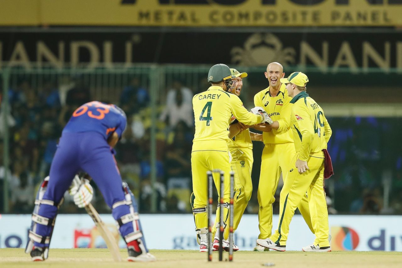 Ashton Agar struck twice in two balls to throw the game wide open, India vs Australia, 3rd ODI, Chennai, March 22, 2023