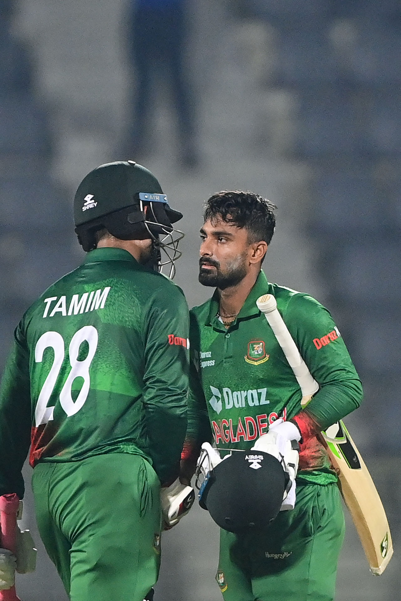 Tamim Iqbal and Litton Das celebrate the winning moment, Bangladesh vs Ireland, 3rd ODI, Sylhet, March 23, 2023