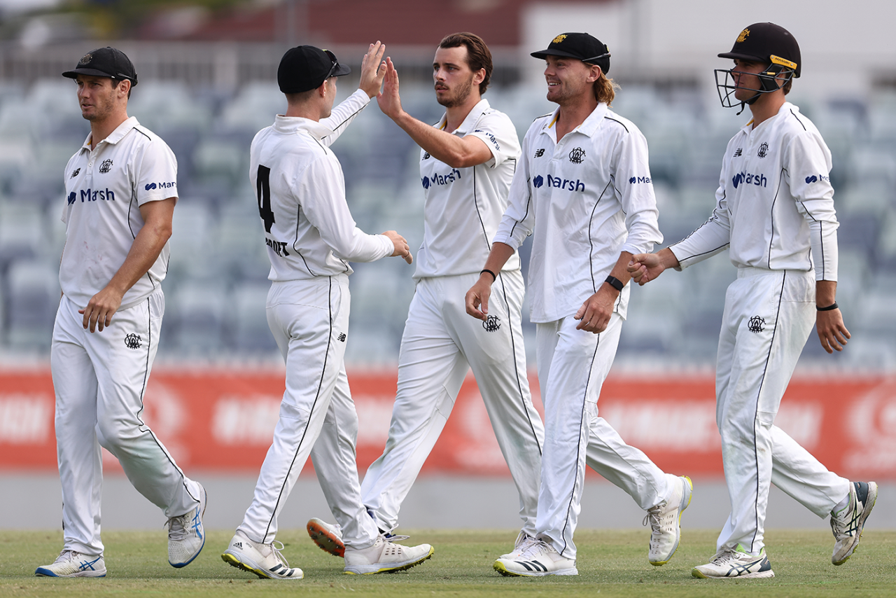 Lance Morris helped wrap up Victoria's first innings, Western Australia vs Victoria, Sheffield Shield, Final, WACA, March 24, 2023