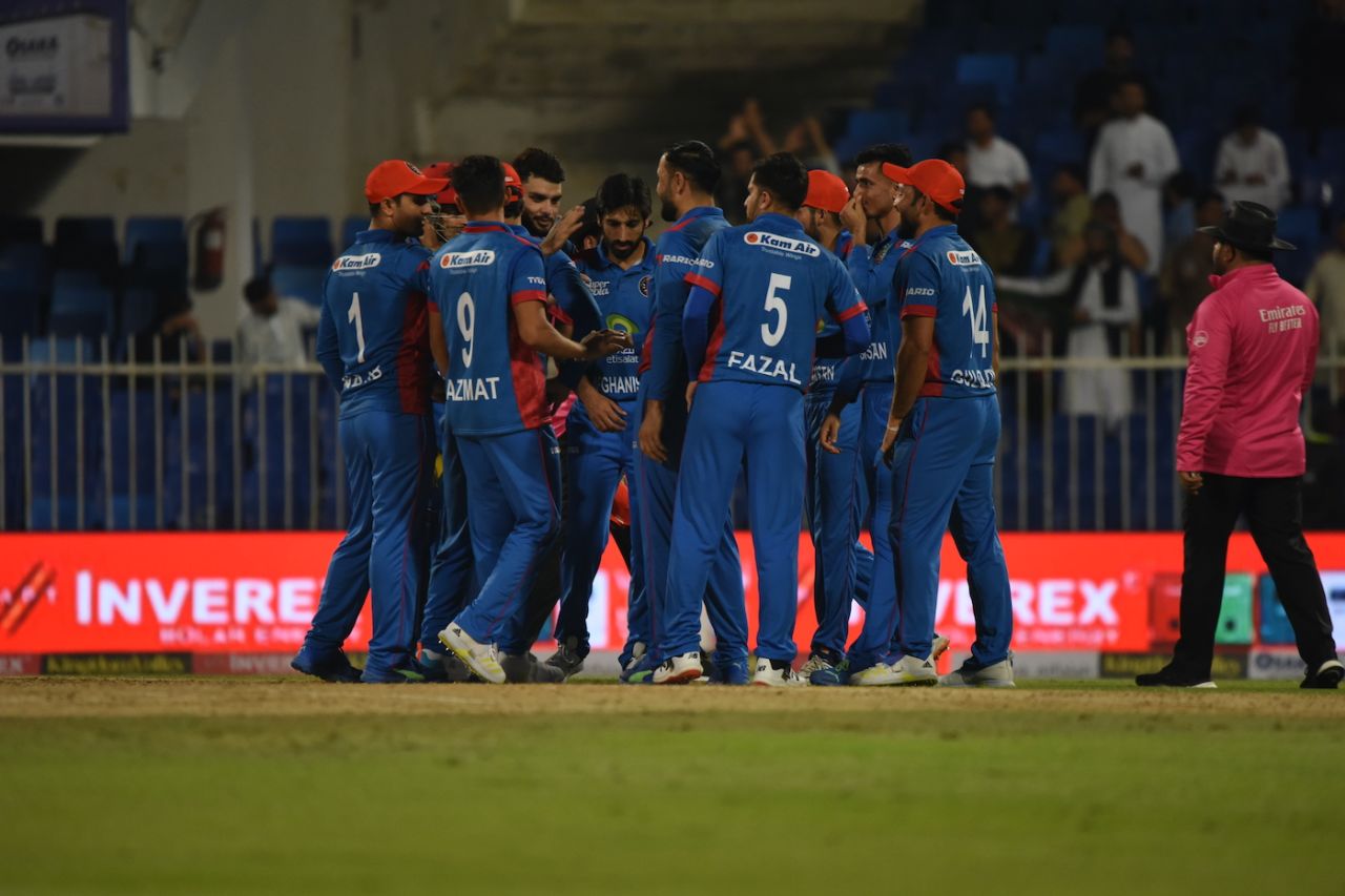 Afghanistan's players celebrate, Afghanistan vs Pakistan, 1st T20I, Sharjah, March 24, 2023