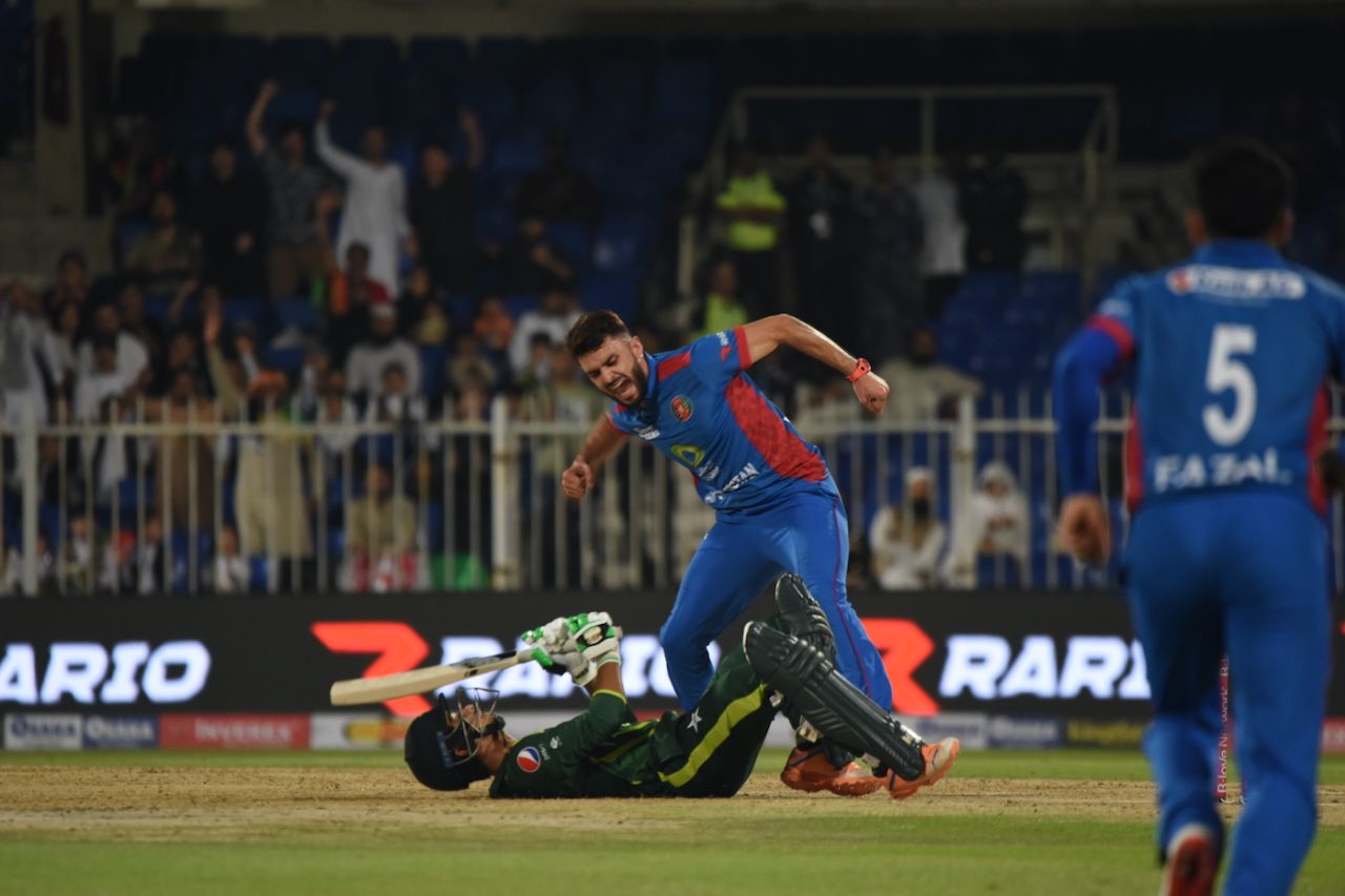 Naveen-ul-Haq knocked over Saim Ayub, Afghanistan vs Pakistan, 1st T20I, Sharjah, March 24, 2023