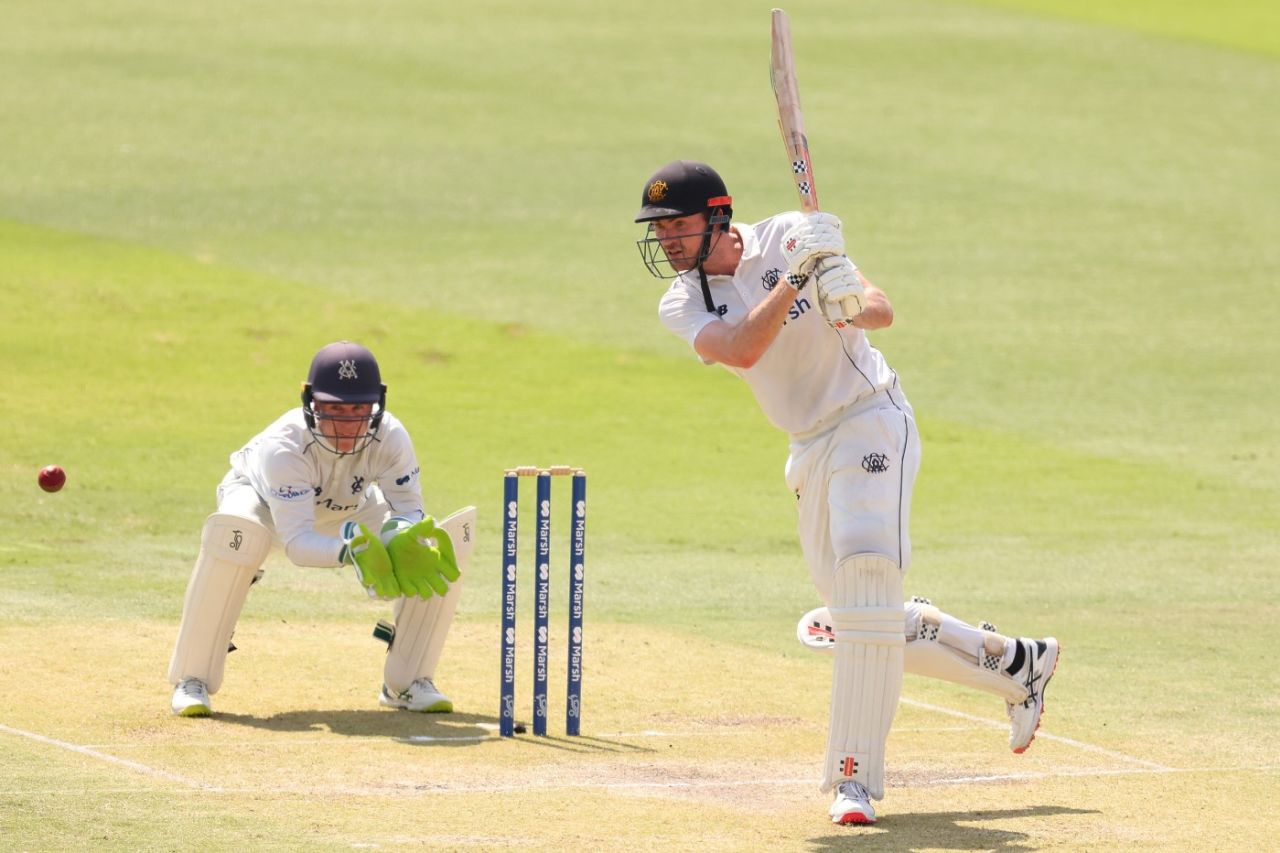 Ashton Turner drives through the offside, Western Australia vs Victoria, Sheffield Shield, Final, WACA, March 25, 2023