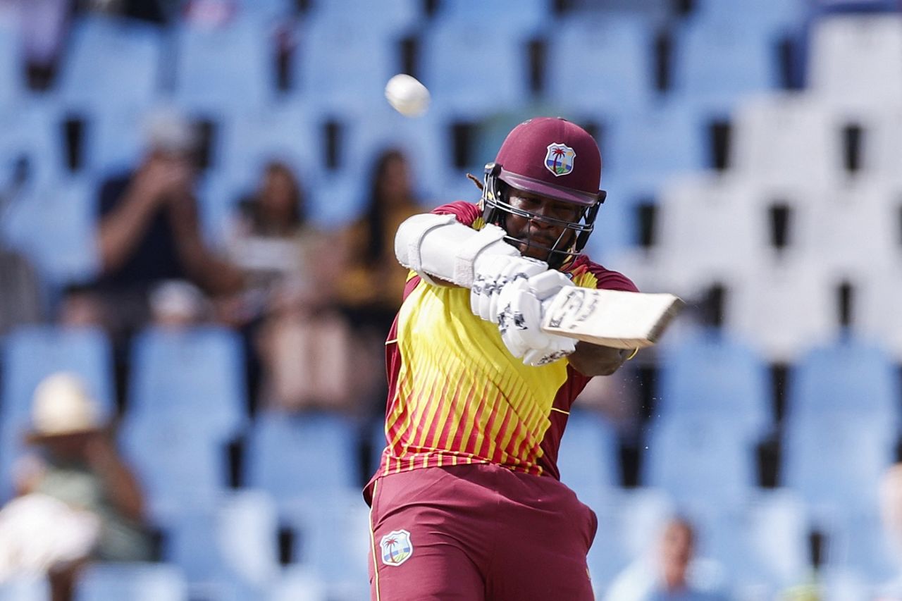 Kyle Mayers hits over the top, South Africa vs West Indies, 2nd T20I, Centurion, March 26, 2023