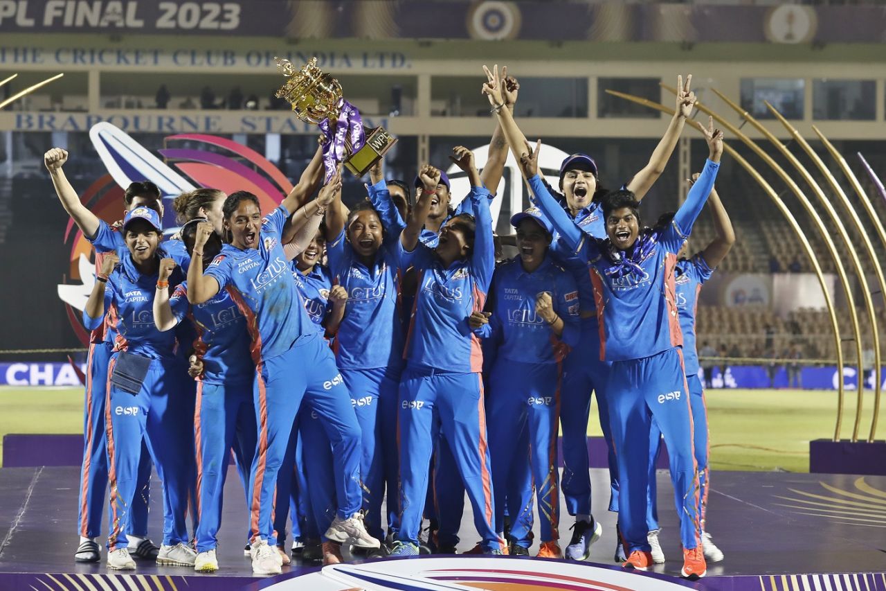 Mumbai Indians were crowned champions after beating Delhi Capitals by seven wickets in the final, Delhi Capitals vs Mumbai Indians, final, Brabourne, Women's Premier League, March 26, 2023