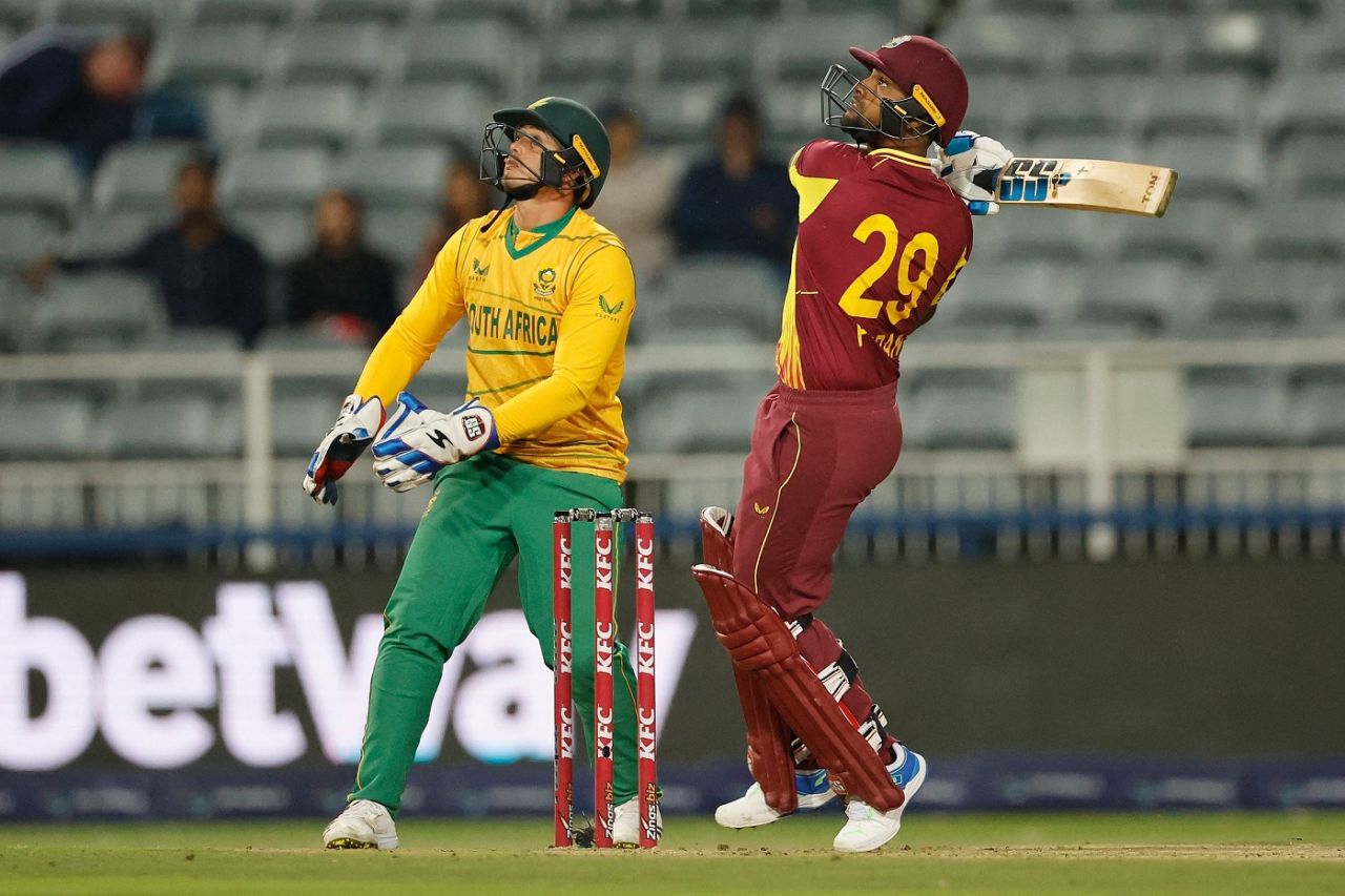 Nicholas Pooran smacked four sixes in his 41, South Africa vs West Indies, 3rd T20I, Johannesburg, March 28, 2023