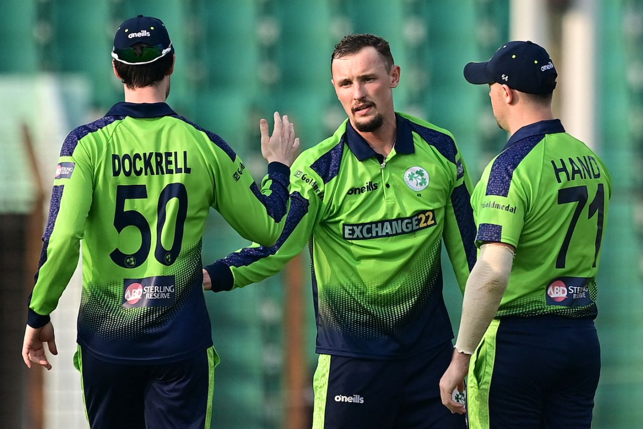 Ben White was the pick of the Ireland bowlers, and accounted for both openers, Bangladesh vs Ireland, 2nd T20I, Chattogram, March 29, 2023