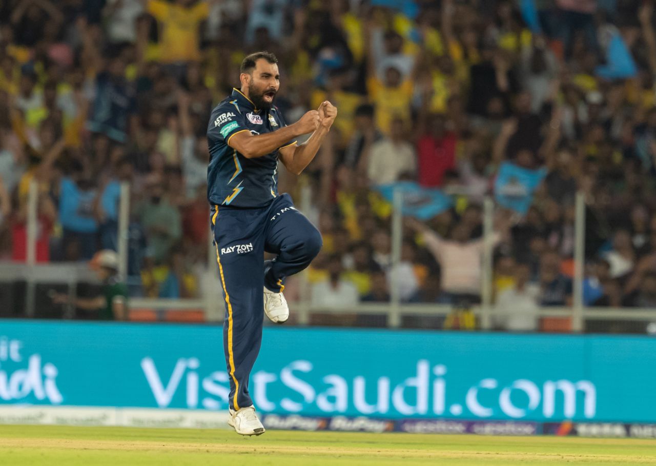 Mohammed Shami celebrates a wicket, Gujarat Titans vs Chennai Super Kings, IPL 2023, Ahmedabad, March 31, 2023