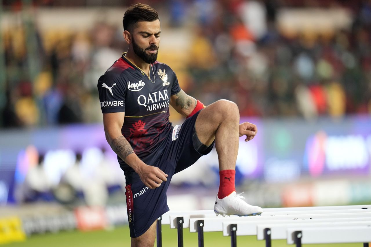 Virat Kohli warms up ahead of Royal Challengers Bangalore's IPL 2023 opener, Royal Challengers Bangalore vs Mumbai Indians, IPL 2023, Bengaluru, April 2, 2023