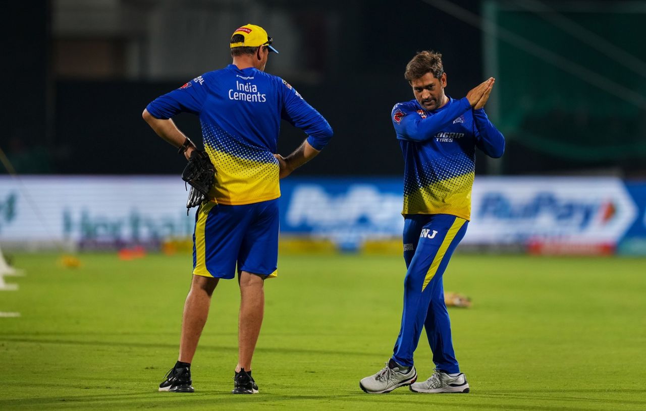MS Dhoni and Stephen Fleming at CSK's training session, Chennai, April 2, 2023