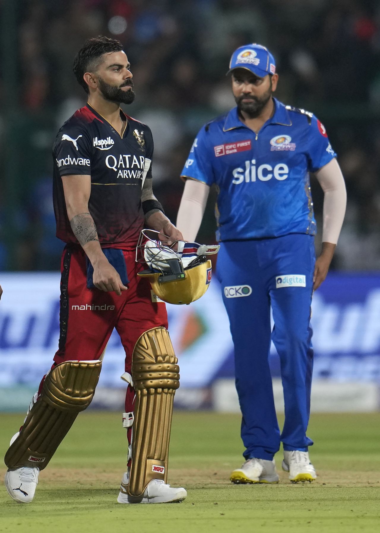 Virat Kohli and Rohit Sharma cut contrasting figures on the field, Royal Challengers Bangalore vs Mumbai Indians, IPL 2023, Bengaluru, April 2, 2023