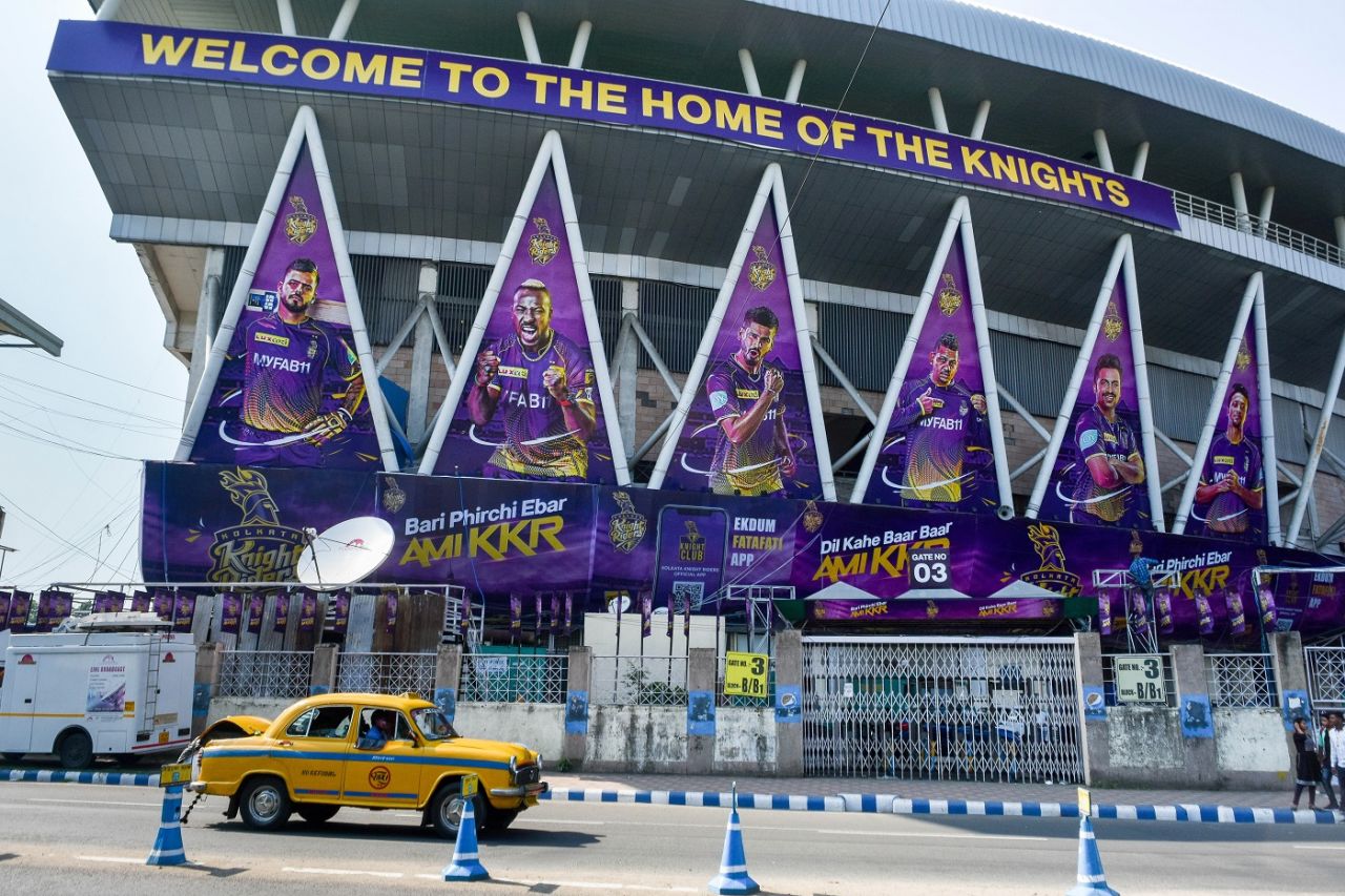 Eden Gardens is draped in purple ahead of KKR's first home fixture, IPL 2023, Kolkata, April 3, 2023 