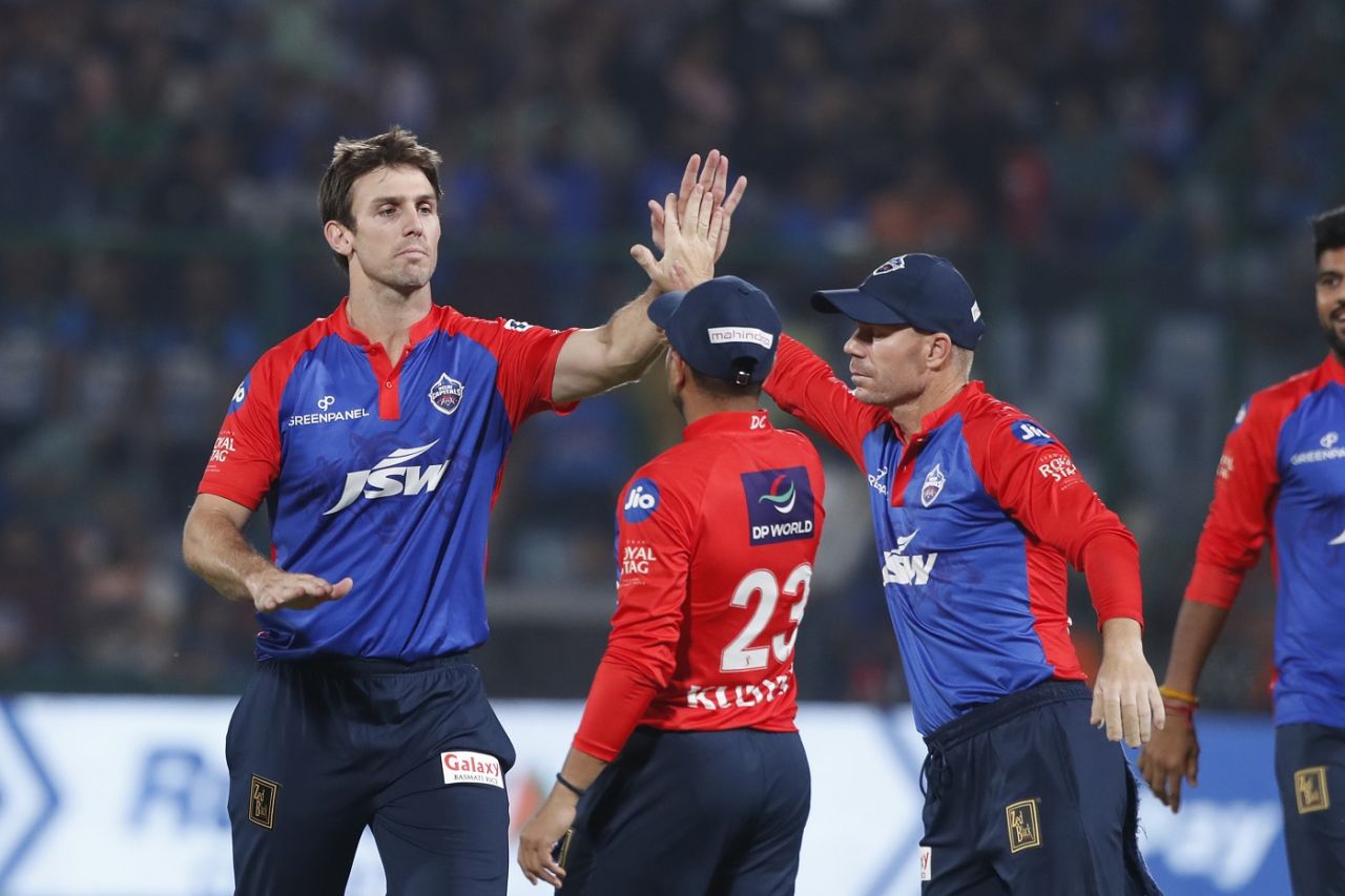 Mitchell Marsh celebrates after dismissing Vijay Shankar, Delhi Capitals vs Gujarat Titans, IPL 2023, Delhi, April 4, 2023