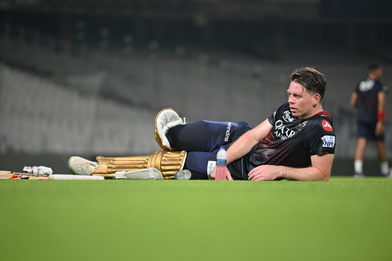 Michael Bracewell relaxes during a training session, IPL, Kolkata, April 3 2023