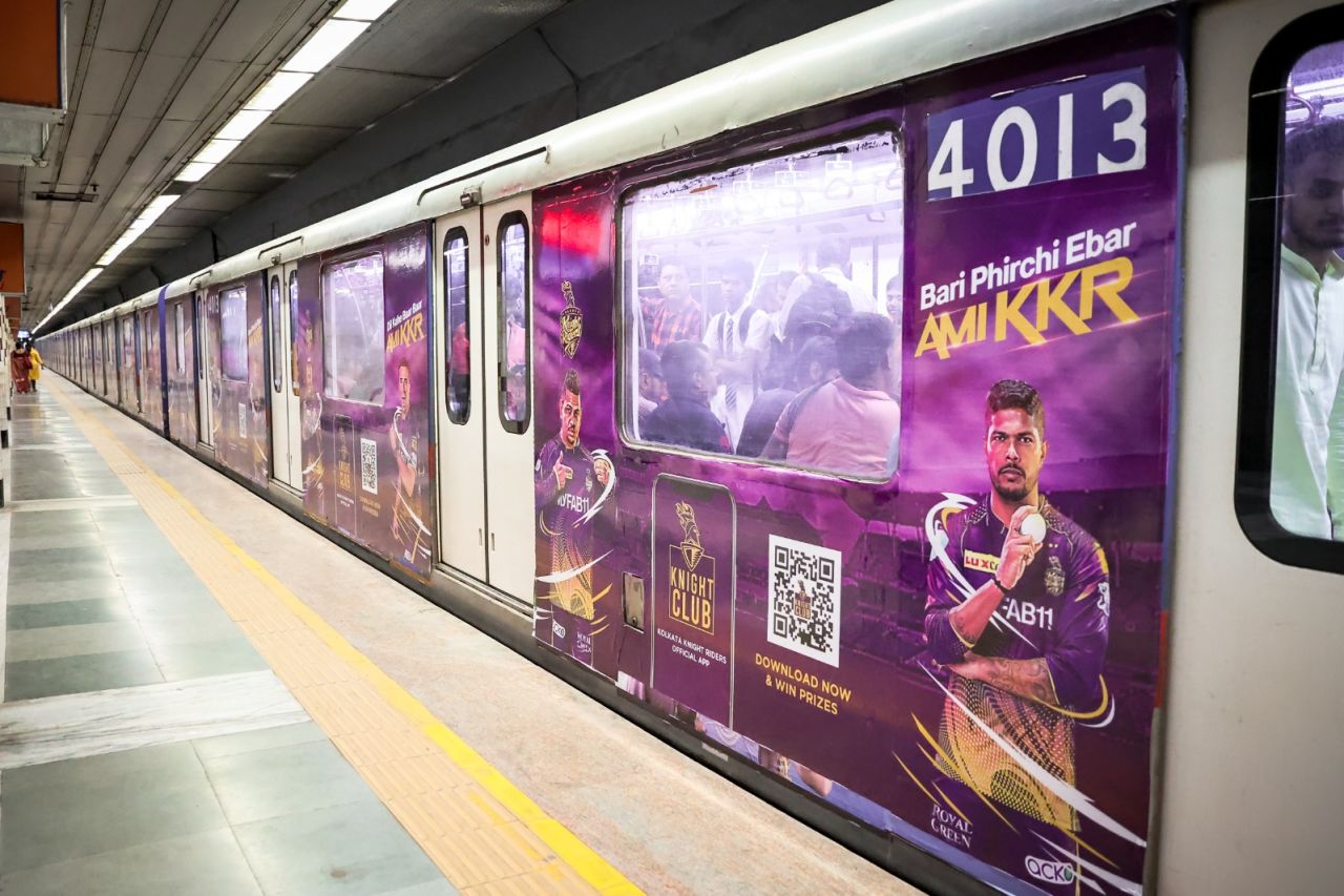A Kolkata metro train all decked up for the IPL season, Kolkata, April 5, 2023