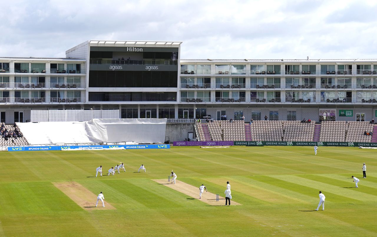 Keith Barker bowls on the opening morning of the season, Hampshire vs Nottinghamshire, County Championship, Division One, Ageas Bowl, April 6, 2023