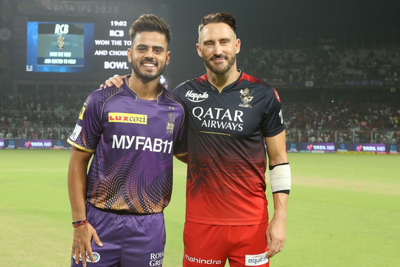 Nitish Rana and Faf du Plessis at the toss, Kolkata Knight Riders vs Royal Challengers Bangalore, IPL 2023, Kolkata, April 6, 2023