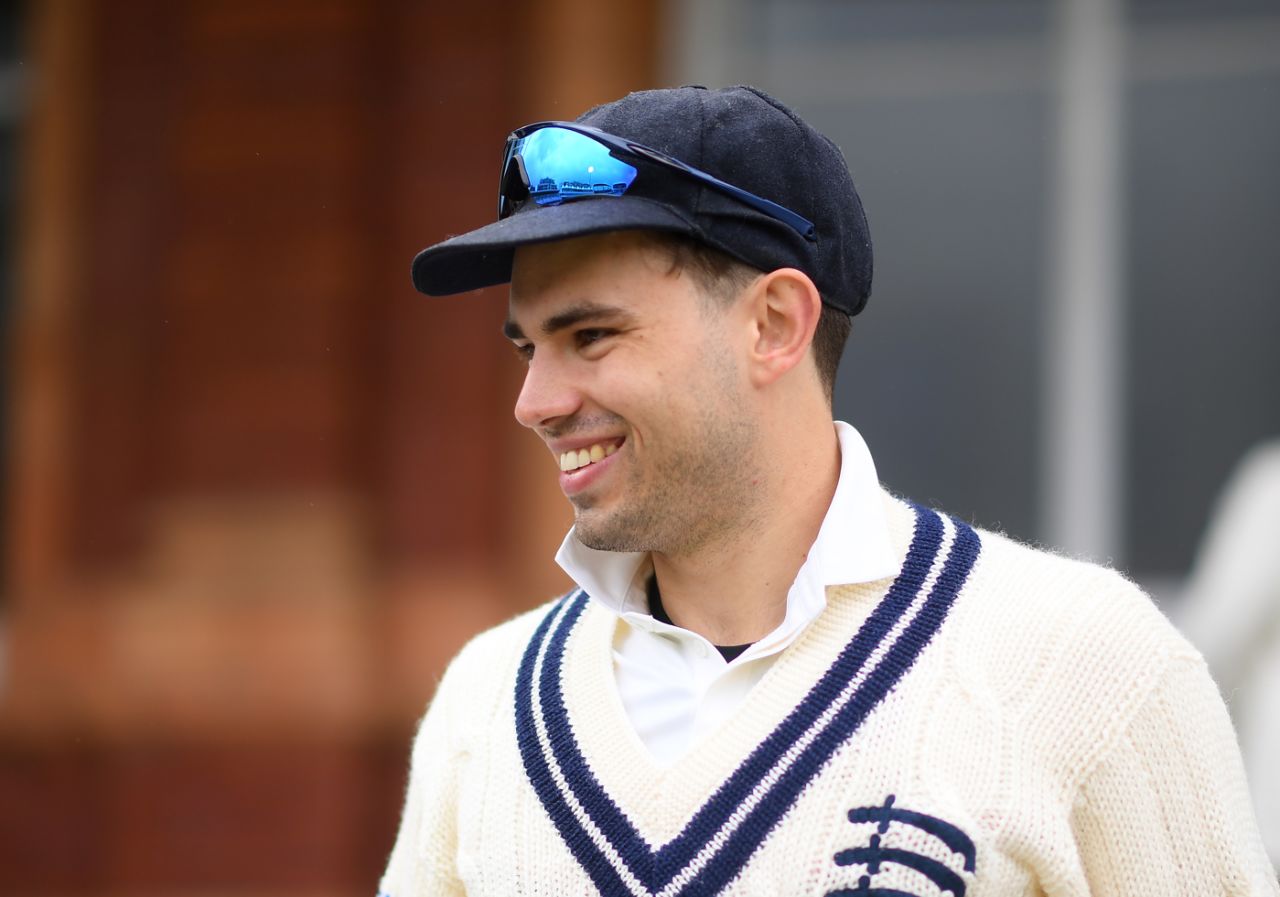 Max Holden in jovial mood, Middlesex vs Essex, Lord's, County Championship, 1st day, April 6, 2023