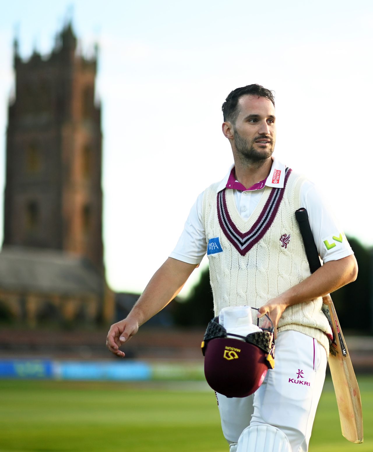 Lewis Gregory was in the runs at Taunton, Somerset vs Warwickshire, County Championship, 2nd day, April 7, 2023