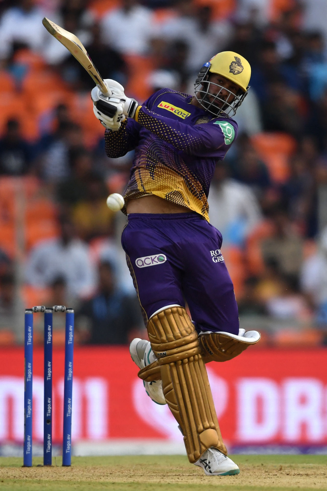 Venkatesh Iyer played his shots after walking out as the impact sub, Gujarat Titans vs Kolkata Knight Riders, IPL 2023, Ahmedabad, April 9, 2023