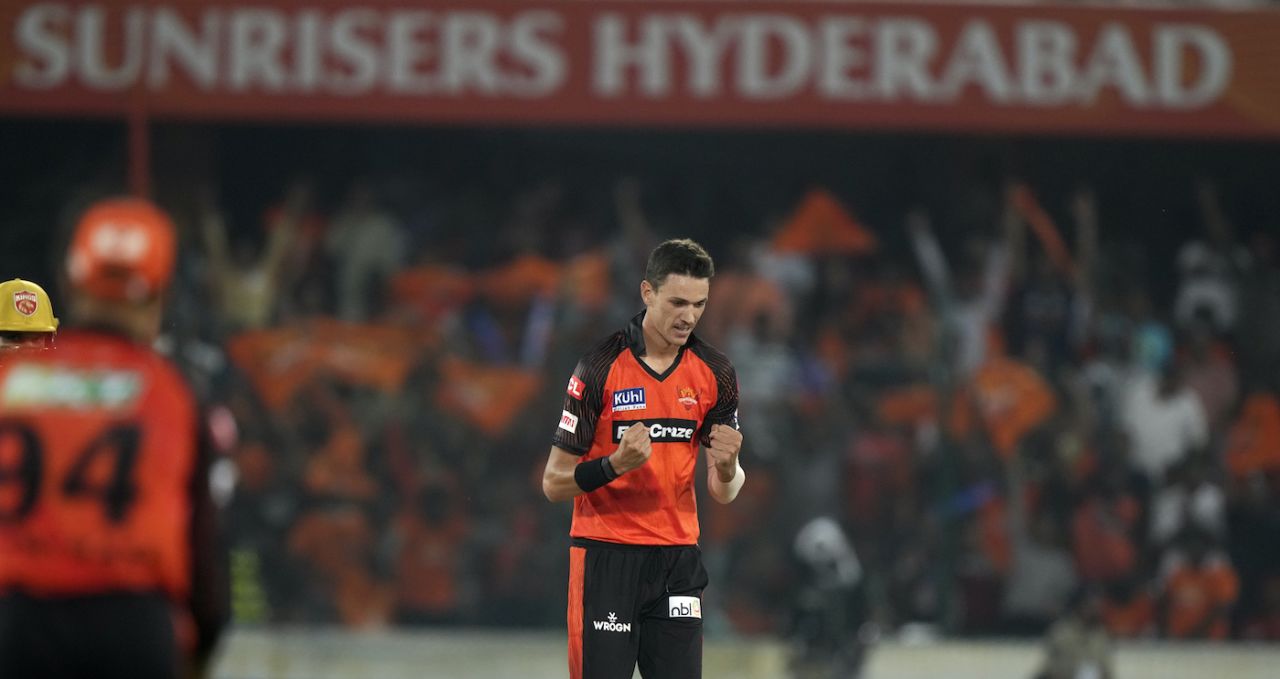 Marco Jansen is chuffed after picking his second wicket, Sunrisers Hyderabad vs Punjab Kings, IPL 2023, April 9, 2023