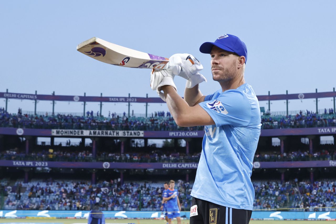David Warner warms up ahead of the game, Delhi Capitals vs Mumbai Indians, IPL 2023, Delhi, April 11, 2023