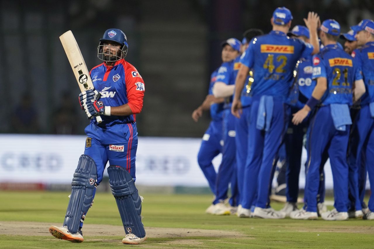 Prithvi Shaw walks back after his dismissal, Delhi Capitals v Mumbai Indians, IPL 2023, Delhi, April 11, 2023